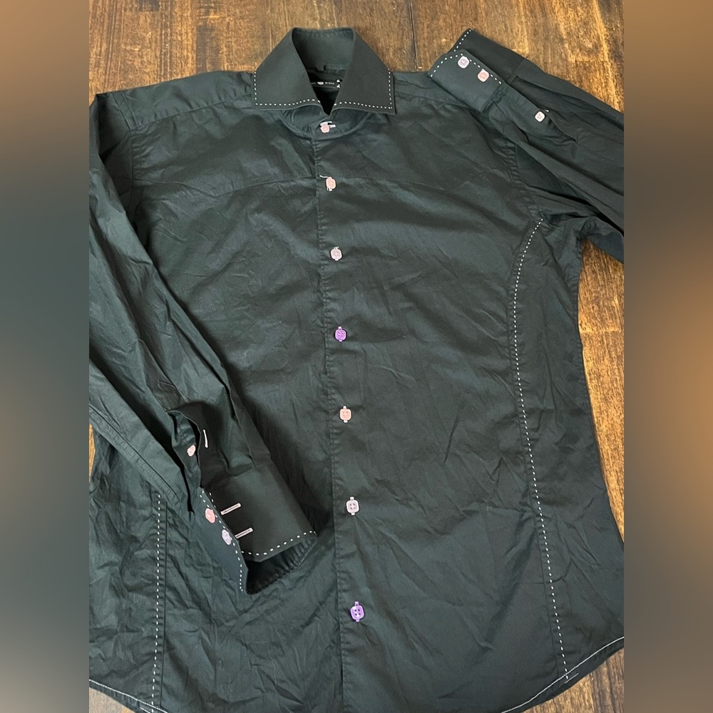 Men’s Stone Rose Black Dress Shirt - Size 3(Medium)